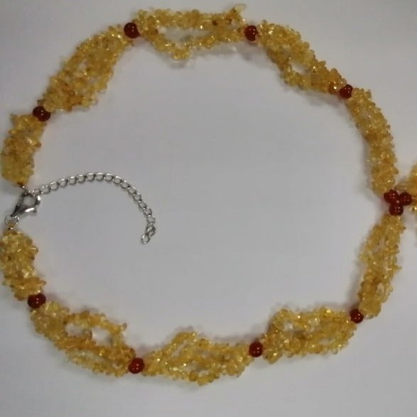 Pearlz Gallery Citrine & Red Agate Chips 6 lines Tassel Necklace - Necklaces & Pendants - British D'sire