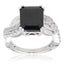 Pearlz Gallery Emerald-Cut Black Spinel and White Topaz Fashion Sterling Silver Ring - Jewelry Rings - British D'sire