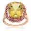 Pearlz Gallery Lemon Quartz And Amethyst High Polish Rose Gold Plated Halo Ring - Rings - British D'sire