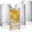 POLIDREAM Drinking Glasses with Origami Style Set of 4 Glass Cups, 12 oz Ribbed Glassware, Highball Glass Cups, Elegant Art Deco Ripple Vintage Glassware, Juice Glasses, Ideal for Cocktail, Beer - British D'sire