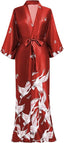 PRODESIGN Satin Kimono Dressing Gown Crane Kimono Robe for Women Silk Feeling Printed Cover Up for Wedding Girl's Bonding Party Pyjamas 135cm Long - British D'sire