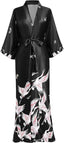 PRODESIGN Satin Kimono Dressing Gown Crane Kimono Robe for Women Silk Feeling Printed Cover Up for Wedding Girl's Bonding Party Pyjamas 135cm Long - British D'sire