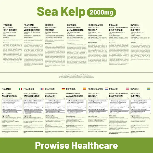 Sea Kelp 2000mg 200 Vegan Tablets | Natural Source of Iodine | Premium Ingredients | Proudly made in the UK by Prowise - British D'sire
