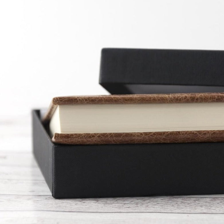 Pure Essence Greetings Engraved Natural Tan Leather Notebook - Book/File Cases & Key Cabinets - British D'sire