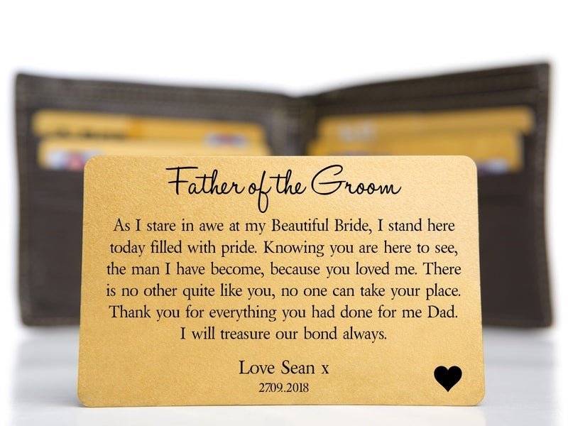 Pure Essence Greetings Father of the Groom Personalised Wedding Wallet Card - Wallet Cards - British D'sire