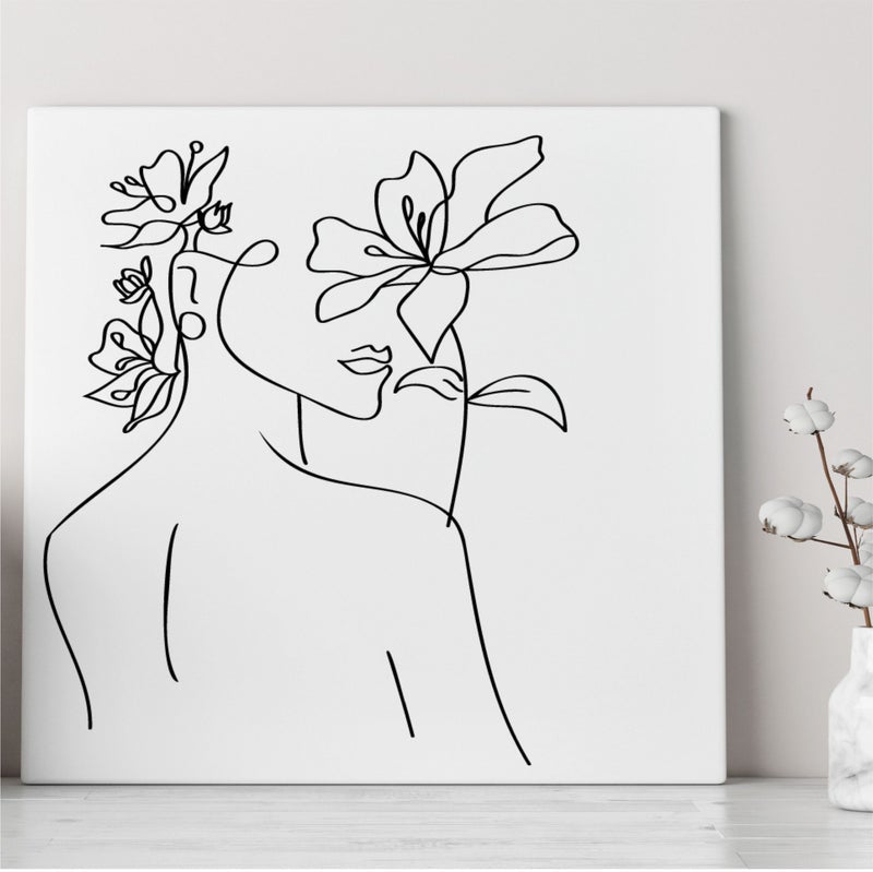 Pure Essence Greetings Floral Woman Design Personalised One Line Drawing Ceramic Plaque - Signs & Plaques - British D'sire