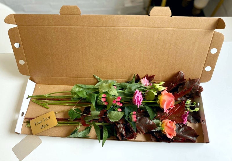 Pure Essence Greetings Letterbox Flowers With Personalised Metal Card - Gift Bags & Boxes - British D'sire