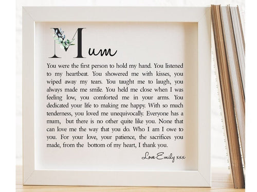 Pure Essence Greetings Mum Personalised Framed Poem