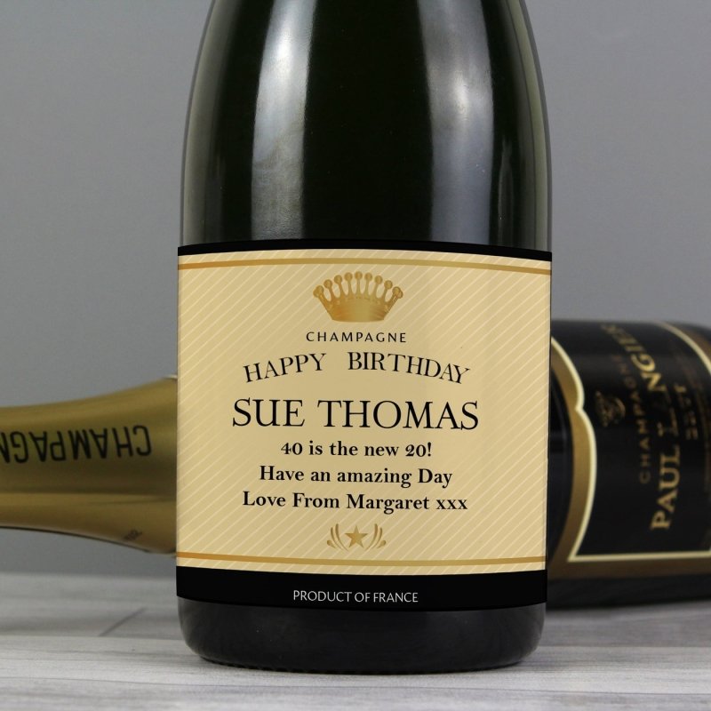 Pure Essence Greetings Personalised Classic Label Champagne Bottle - Gift Bags & Boxes - British D'sire