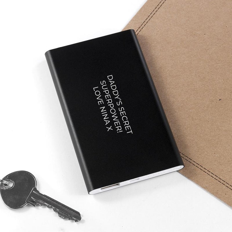 Pure Essence Greetings Personalised Engraved Black Powerbank - Chargers & Headphones - British D'sire