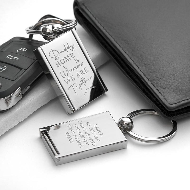 Pure Essence Greetings Personalised Home With Daddy Frame Keyring - Keychains - British D'sire
