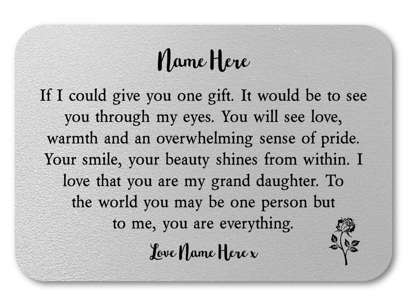 Pure Essence Greetings Personalised Keepsake Wallet Card for Daughter - Wallet Cards - British D'sire