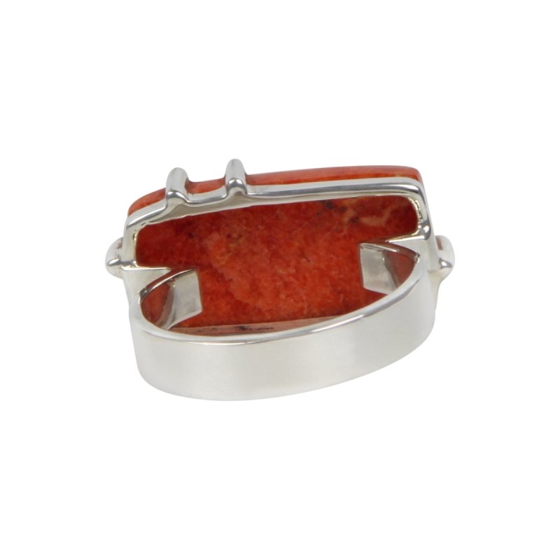 Rectangular Shaped Beautiful Sponge Coral Sterling Silver Ring - Rings - British D'sire