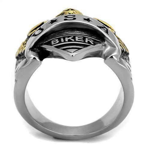 Jewellery Kingdom Details about Mens biker ring eagle stainless steel 18kt gold no stone handmade usa new 2327