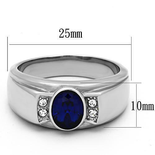 Jewellery Kingdom Details about Mens sapphire ring cz blue oval stainless steel cubic zirconia pinky signet 184
