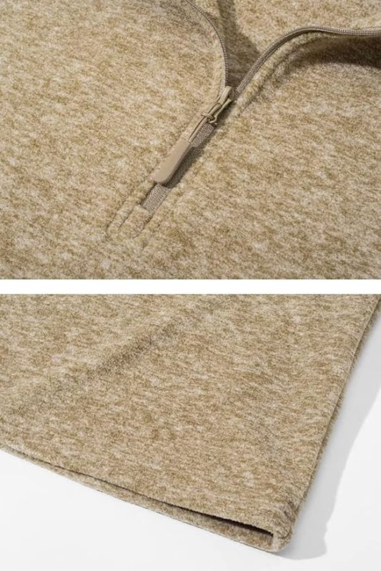 TACVASEN Half Zip Fleece for Men Pullover Sweater Long Sleeve Sweatshirt Jumper Casual Fleece Lined Pullover Shirt Khaki,L - British D'sire