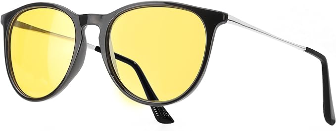 TJUTR Women's Night Vision Glasses for Driving, Polarized Yellow Lens Reduce Glare Safety Nighttime UV Protection - British D'sire
