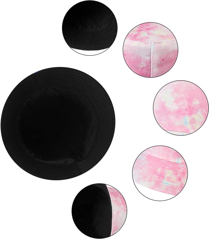 Unisex Summer Bucket Hat for Women Men Cotton Reversible Double-Side-Wear Tie Dye Bucket Hats Fisherman Beach Sun Cap for Outdoor Activities/Travelling Pink - Womens Headwear - British D'sire