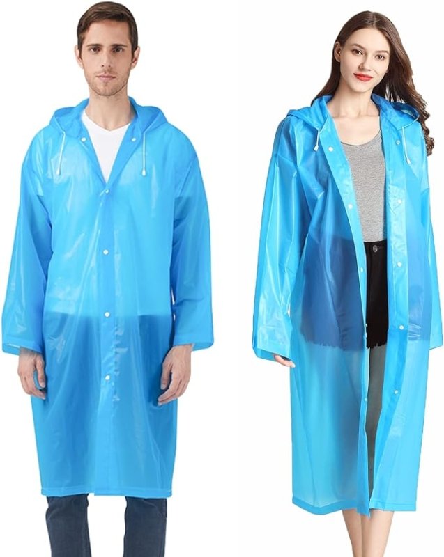 UPSEN Rain Ponchos for Adults, Reusable Raincoats for Women Men, 2 Pack Emergency Rain Jacket with Hood for Disney Outdoor - British D'sire