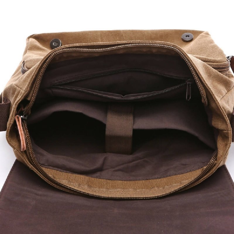 Versatile Canvas Shoulder Messenger Bag Business Computer Bag, Color: Black Large - Shoulder Messenger Bag - British D'sire