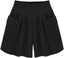 Women Summer Loose Casual Shorts Culottes Elastic Waist Wide Leg Shorts with Pockets - Women's Shorts and tops Sets - British D'sire