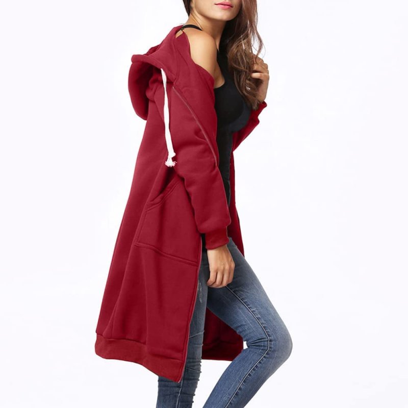 Women Zip up Hoodies Long Sleeves Drawstring Tunic Sweatshirt Casual Long plus Size Jacket Sweatshirt Outerwear with Pockets - Womens Hoodies & Sweatshirts - British D'sire
