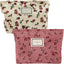 Xumann 2PCS Floral Coquette Makeup Bag, Corduroy Flower Makeup Bag Cute for Travel - British D'sire