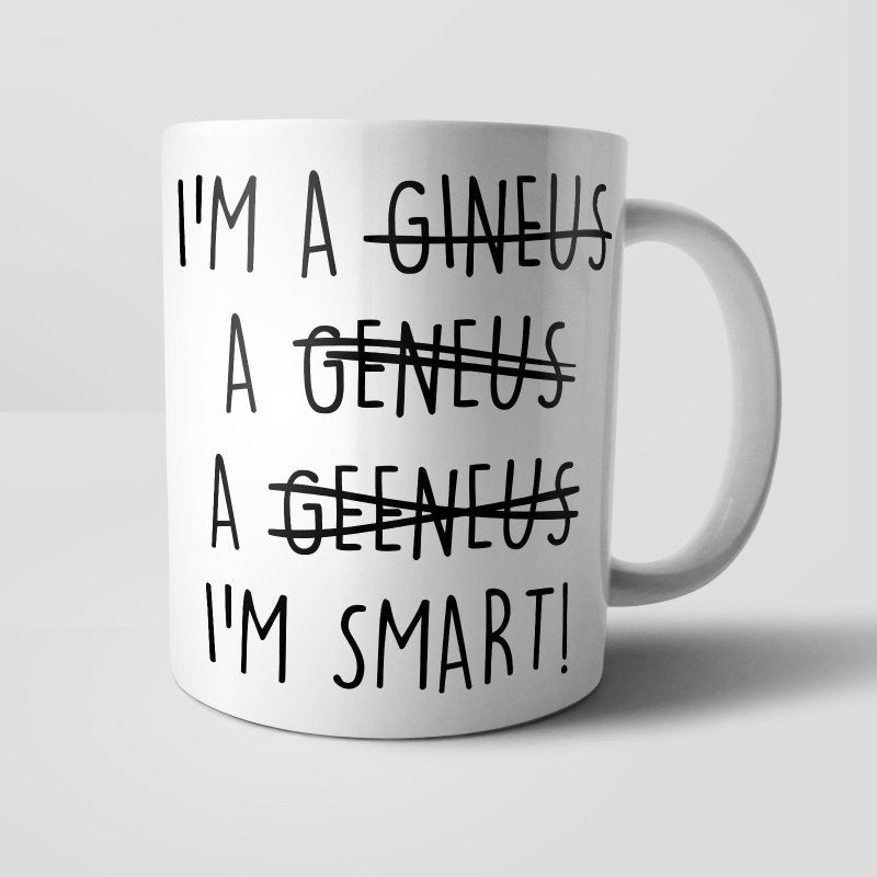 Yoosh Misspelled Genius Mug - M006 - Glasswares & Drinkwares - British D'sire