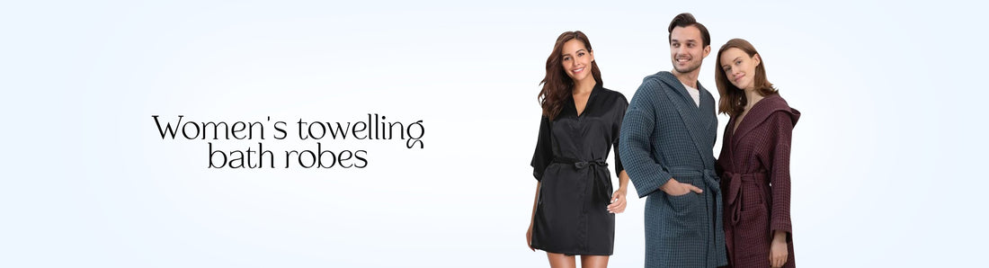 Soft women's towelling bath robe in white