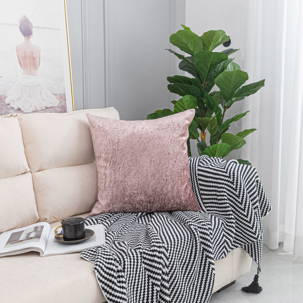 Twin Pack Crushed Velvet Fashion Plain Cushion Covers 8 Colours Pack of 2 Covers