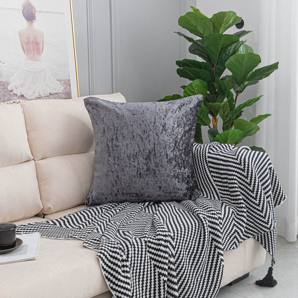 Twin Pack Crushed Velvet Fashion Plain Cushion Covers 8 Colours Pack of 2 Covers