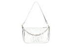 Italian Leather Kelly Shoulder Bag in Silver