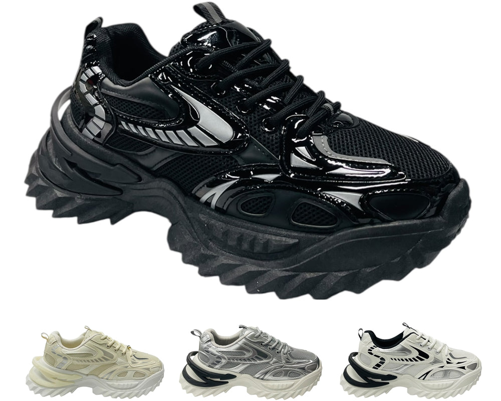 Chunky Sole Lace Up Mesh Sports Trainers Main image
