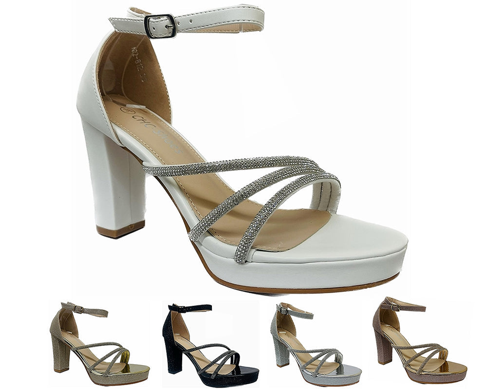 Diamante Strap Block Heel Sandals Main image