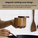 1 Layer Single Grid Wooden Salt Jar Storage Box Seasoning Jar With Lid And Spoon - British D'sire