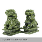1 pair china green jade carved fengshui foo fu dog guard door stone lion office decor ornaments gift - Stone Carving - British D'sire