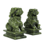 1 pair china green jade carved fengshui foo fu dog guard door stone lion office decor ornaments gift - Stone Carving - British D'sire