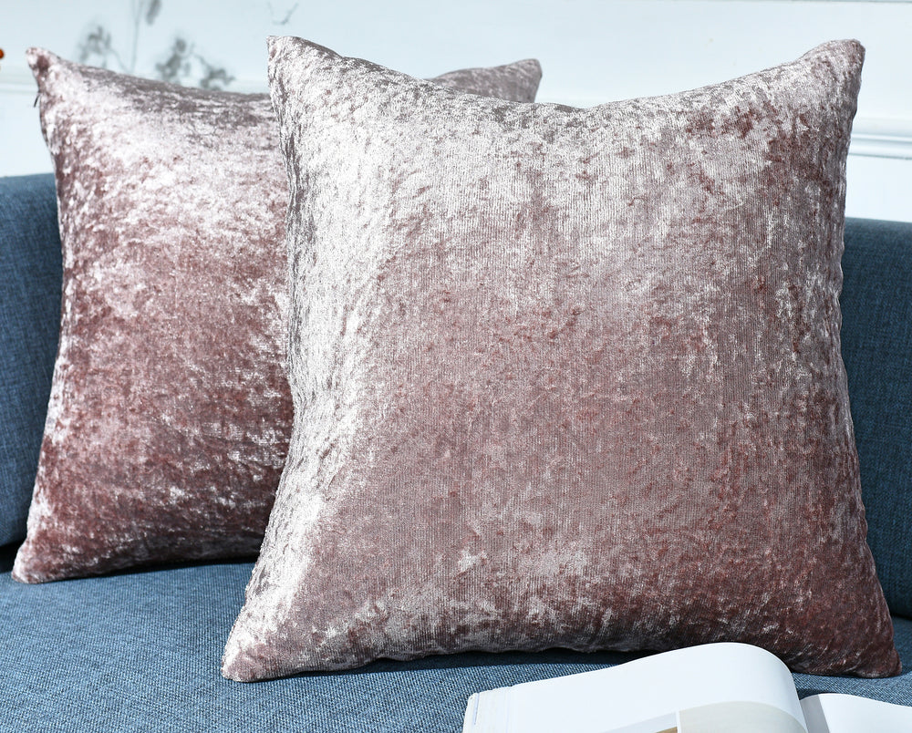 Twin Pack Crushed Velvet Fashion Plain Cushion Covers 8 Colours Pack of 2 Covers