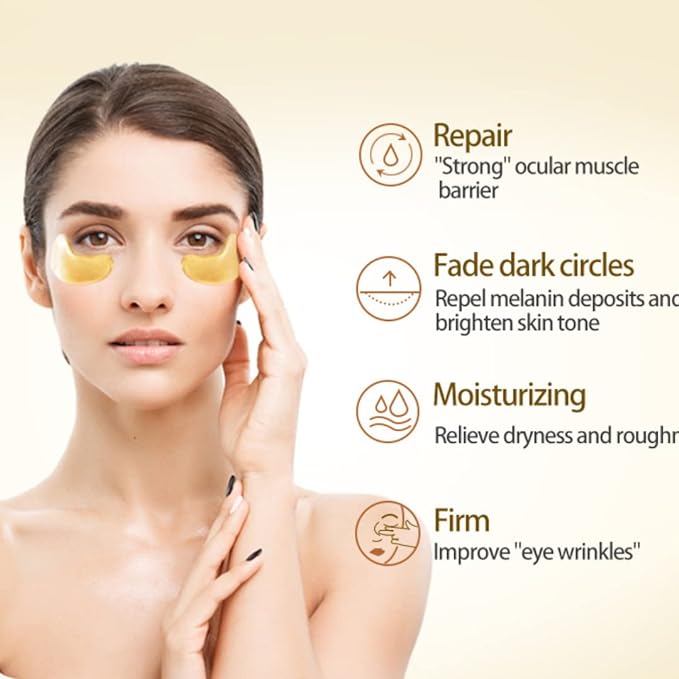 10 Pair Crystal Collagen 24k Gold Under Eye Gel Pad Face Mask Anti Aging Wrinkle Gel Under Eye Patches, Vegan Cruelty-Free Self Care - British D'sire
