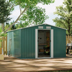 10 x 8 ft Garden Shed Apex Roof Double Door with Base Foundation - Garden Shed - British D'sire