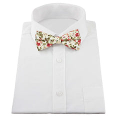100% cotton cream floral bow tie | Style for weddings, parties, and gatherings | Comes with an adjustable strap | British D'sire - All Products - British D'sire