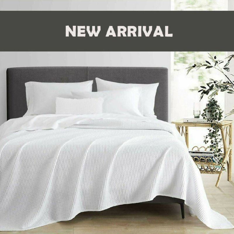 100% Cotton Luxury Waffle Weave Bed Throws and Bedspreads Sofa Cover, Large Travel Bedspread - Bed Spreads - British D'sire
