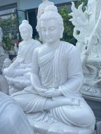 100% natural hand carved white marble Buddha statue - Stone Carving Statue - British D'sire