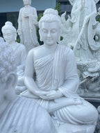 100% natural hand carved white marble Buddha statue - Stone Carving Statue - British D'sire