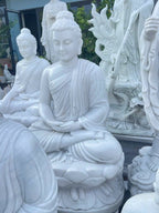 100% natural hand carved white marble Buddha statue - Stone Carving Statue - British D'sire