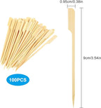100 Pcs BBQ Kebab Sticks,Wooden Paddle Pick Bamboo Skewers,12cm Flat Burger Paddle Sticks Wooden,Mini Wooden Stirrers Stick,Charcuterie Accessories for Barbeque,Cocktails,Fruit,Kebab,Party - British D'sire