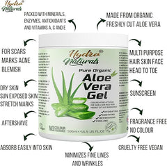 100% Pure Organic Aloe Vera Gel 500ml Made from Freshly Cut Aloe for Face, Body, Hair, Sunburn, After Sun, Scars, Hydrating Cooling Refreshing Vegan Cruelty-free - British D'sire