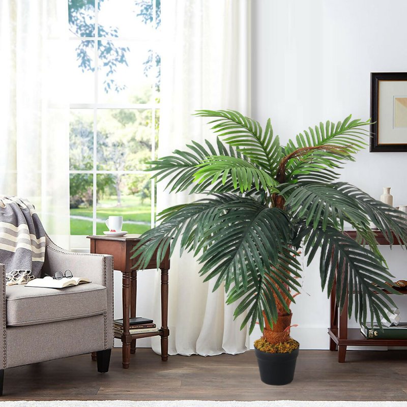 100cm Large Faux Palm Tree Fake Artificial Green Plants Realistic Tree Garden - Artificial Plant - British D'sire