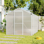 10ft × 6ft Polycarbonate Aluminium Greenhouse with Sliding Door - Greenhouse - British D'sire
