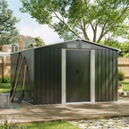 10ft x 8ft Metal Garden Shed Outdoor Storage Tool Shed, Charcoal Black - Garden Shed - British D'sire
